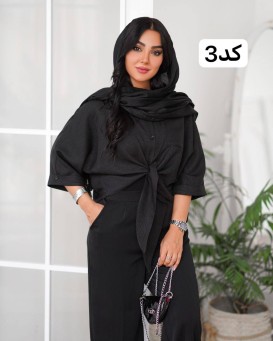 شومیز تک مشکی گره ای