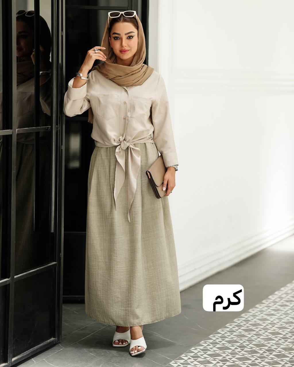 شومیز-گره-ای-با-دامن-مدل-بانو