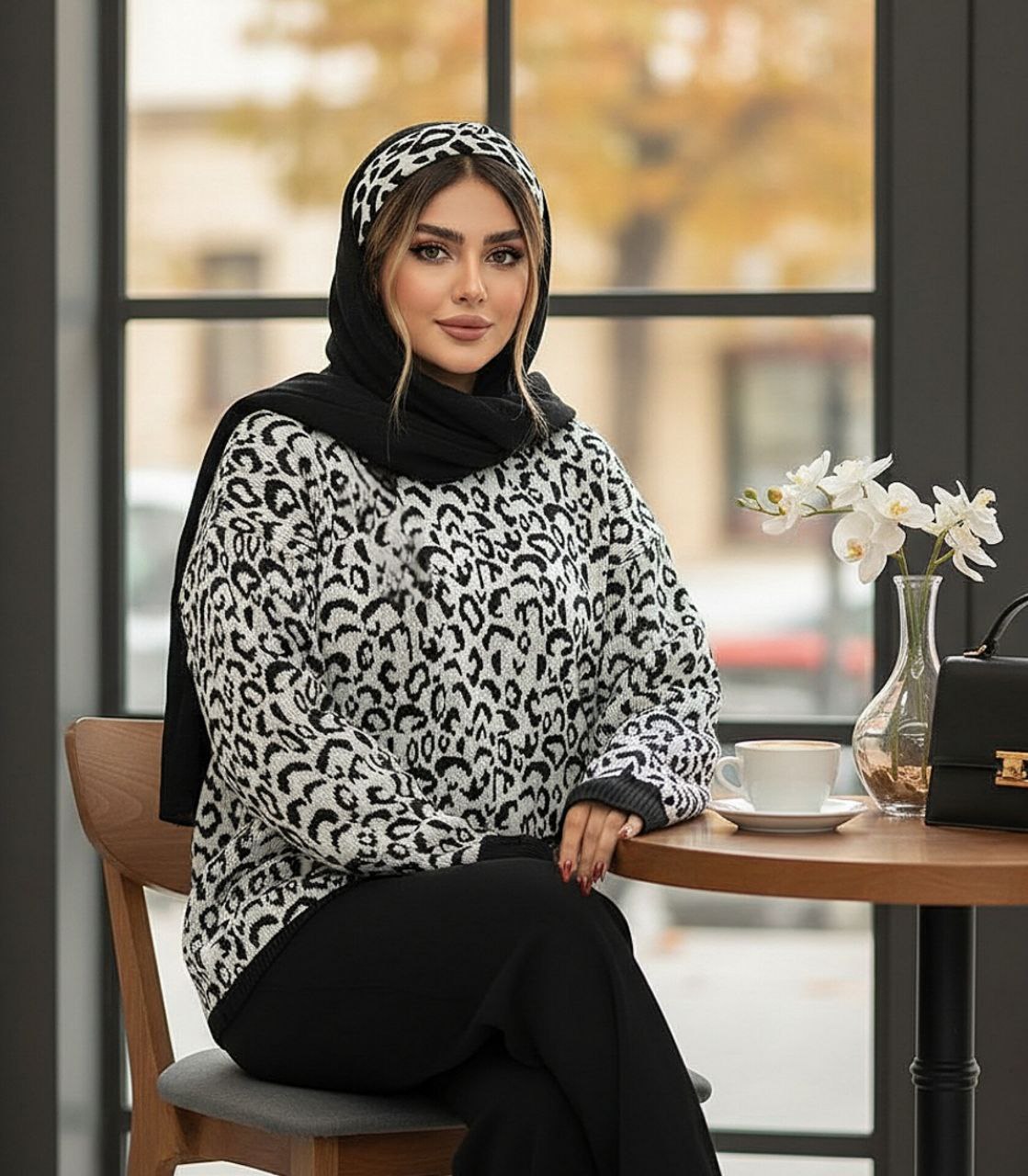 بلوز-شلوار-بافت-پلنگی